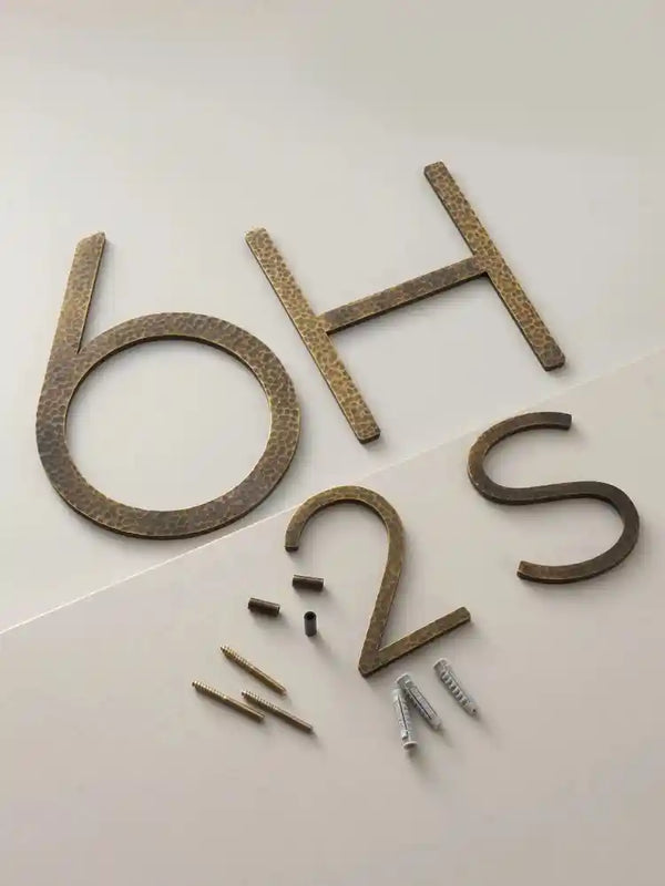 DARCY Hammered Antique Brass House Letters