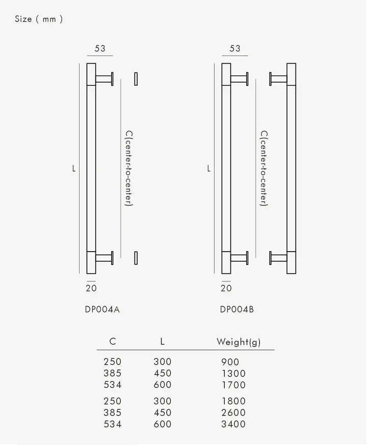 ORENA Premium Solid Brass Door Pull Handle for wooden and glass doors