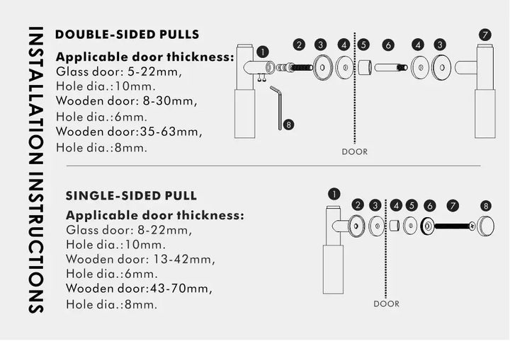 ORENA Premium Solid Brass Door Pull Handle for wooden and glass doors