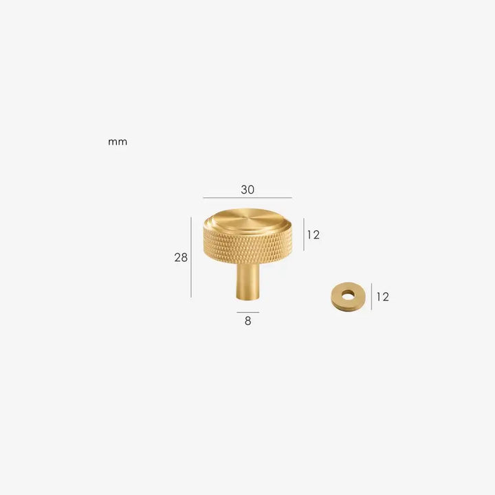 VELARA Knurled Solid Brass Cabinet & Cupboard Knob