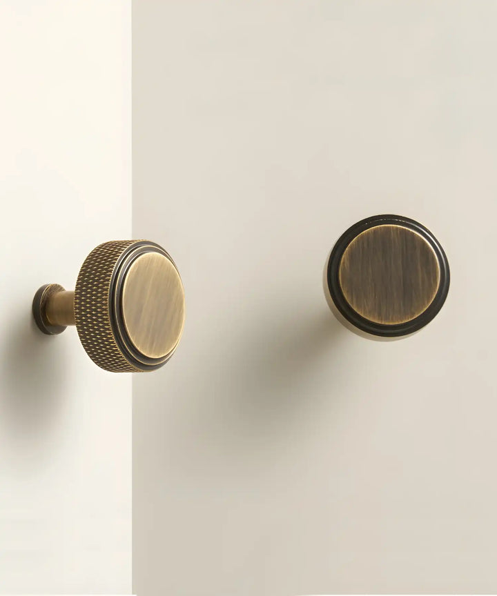 VELARA Knurled Solid Brass Cabinet & Cupboard Knob