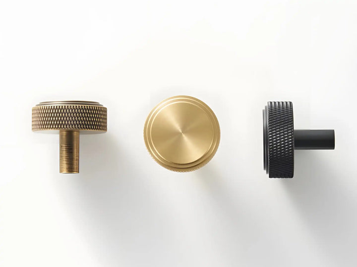 VELARA Knurled Solid Brass Cabinet & Cupboard Knob