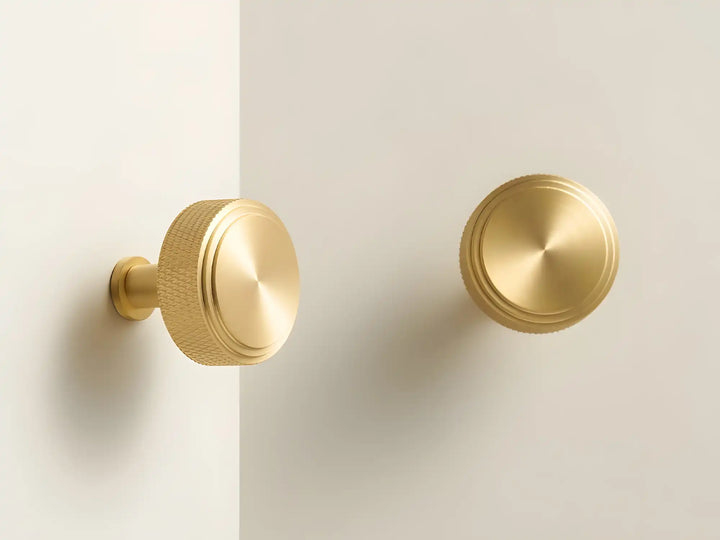 VELARA Knurled Solid Brass Cabinet & Cupboard Knob