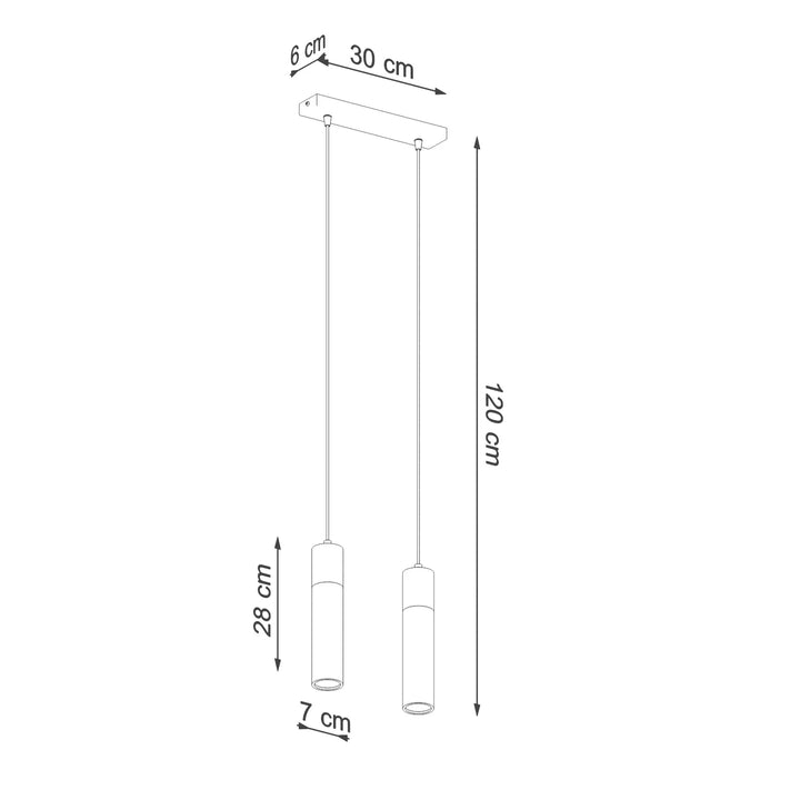 ZANE Pendant Light Two Head Dimension, kitchen island lights, ceiling hanging lights