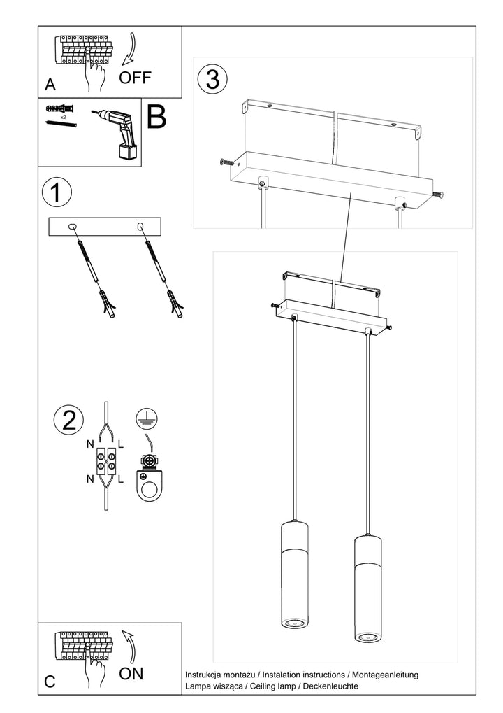 ZANE Pendant Light Two Heads Installation Guide