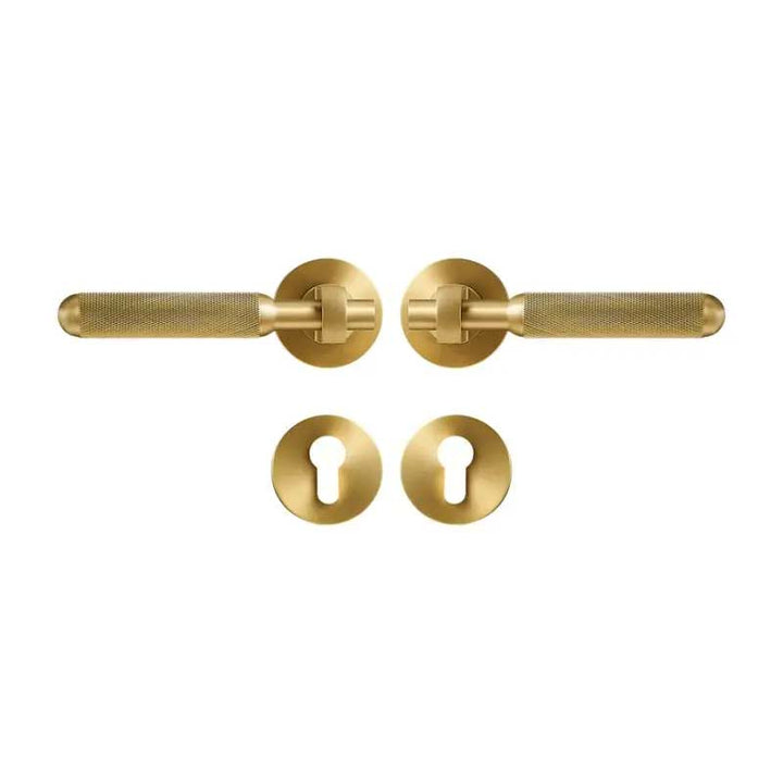 CONTOUR Solid Brass Knurled Door Lever Handle Set - Luxury Handles