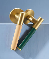 DERMA Leather and Solid Brass Door Lever handle Set