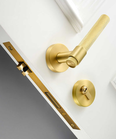 Modern Luxury Black and Gold Solid Brass Door Handle Set: Elevate