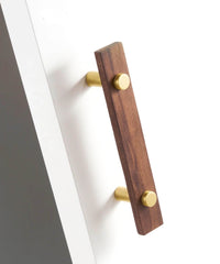 WOOD Walnut & Solid Brass Flat Kitchen & Cabinet Handle